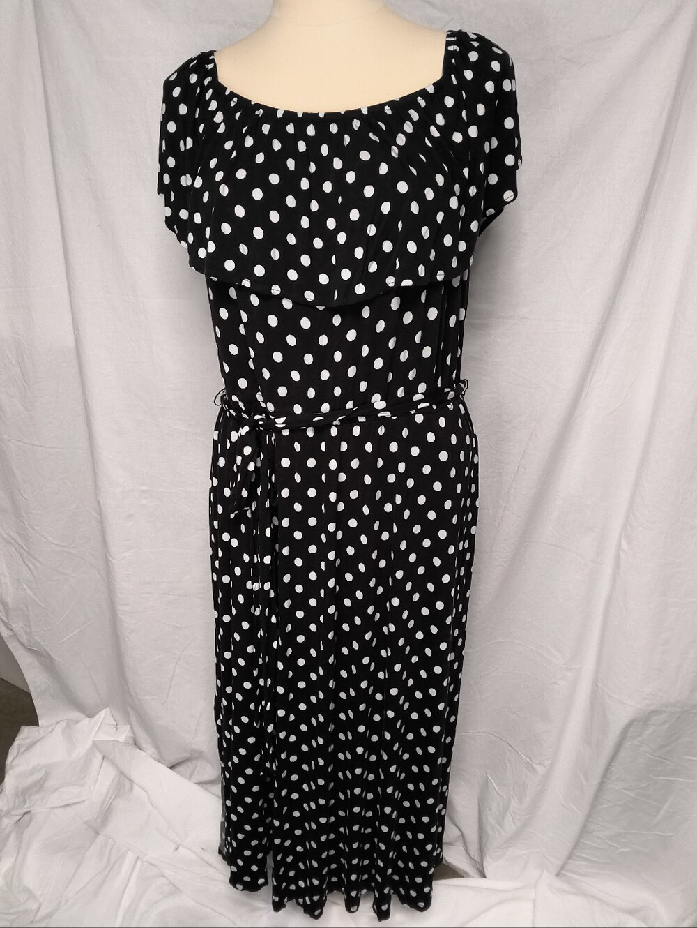 Lane Bryant Black and White Polka Dot Maxi Dress 22/24